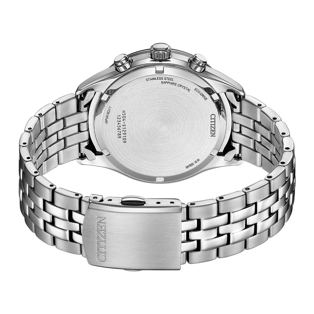 Citizen Mens Stainless Steel Black dial Eco Drive Chronograph Watch-AT2570-56E - Image 2