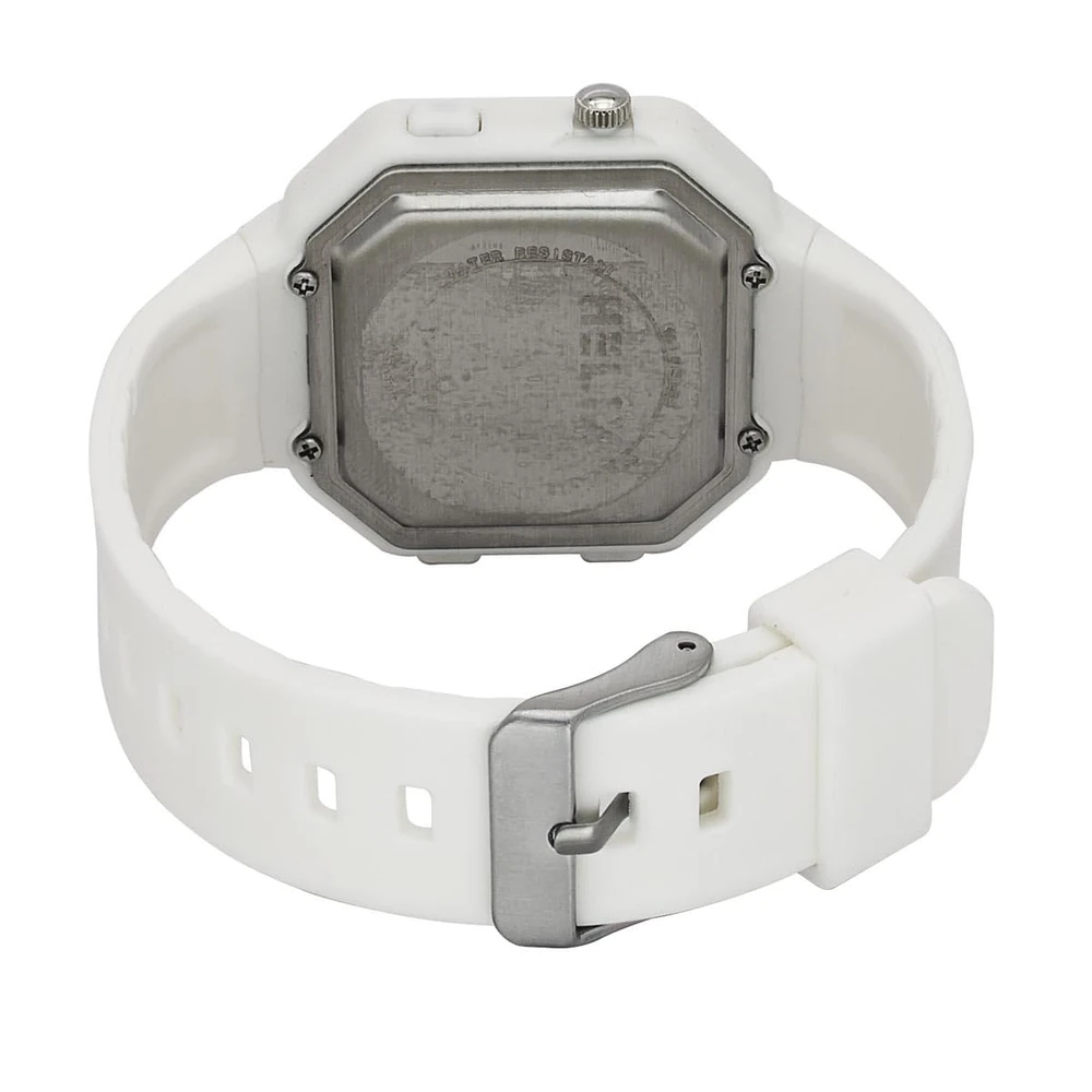 Helix by Timex Ana Digital Watch for Man with Grey Octogonal Dial & White Silicone Strap Band Water Resistant Men's Wrist Watches - TWESK6601T - Image 3