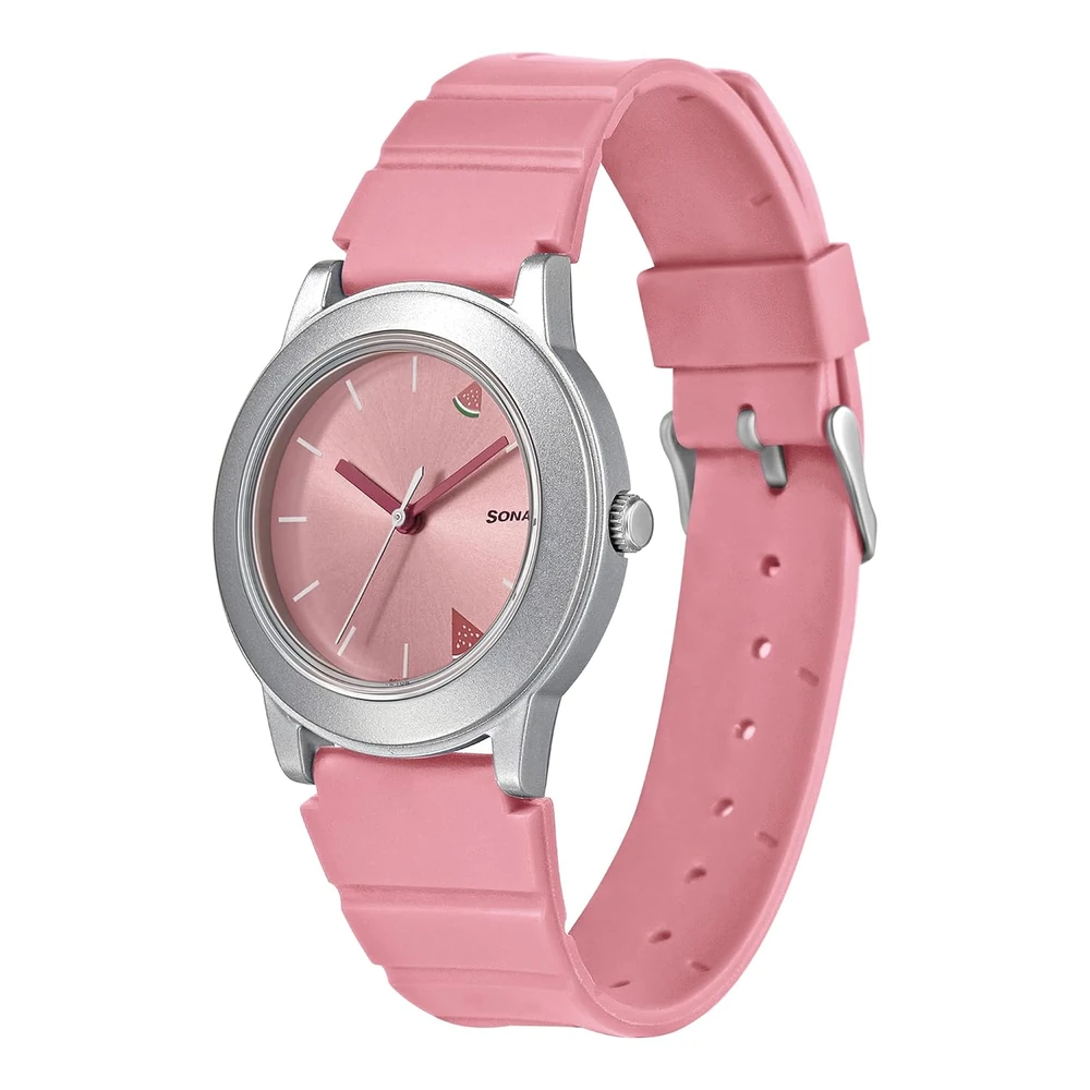 Sonata Play Quartz Analog Pink Dial Pink Plastic Strap Watch for Women - NT8992PP10W - Image 3
