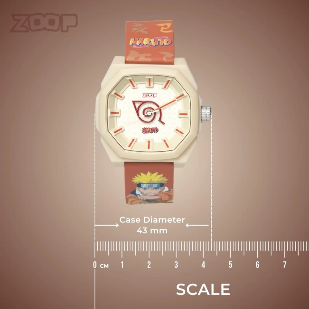Zoop Naruto Analogue Watch with Beige Case and Burnt Orange Multi Color Strap for Boys Girls Kids and Anime Lovers, from House of Titan - 16054PP01 - Image 3