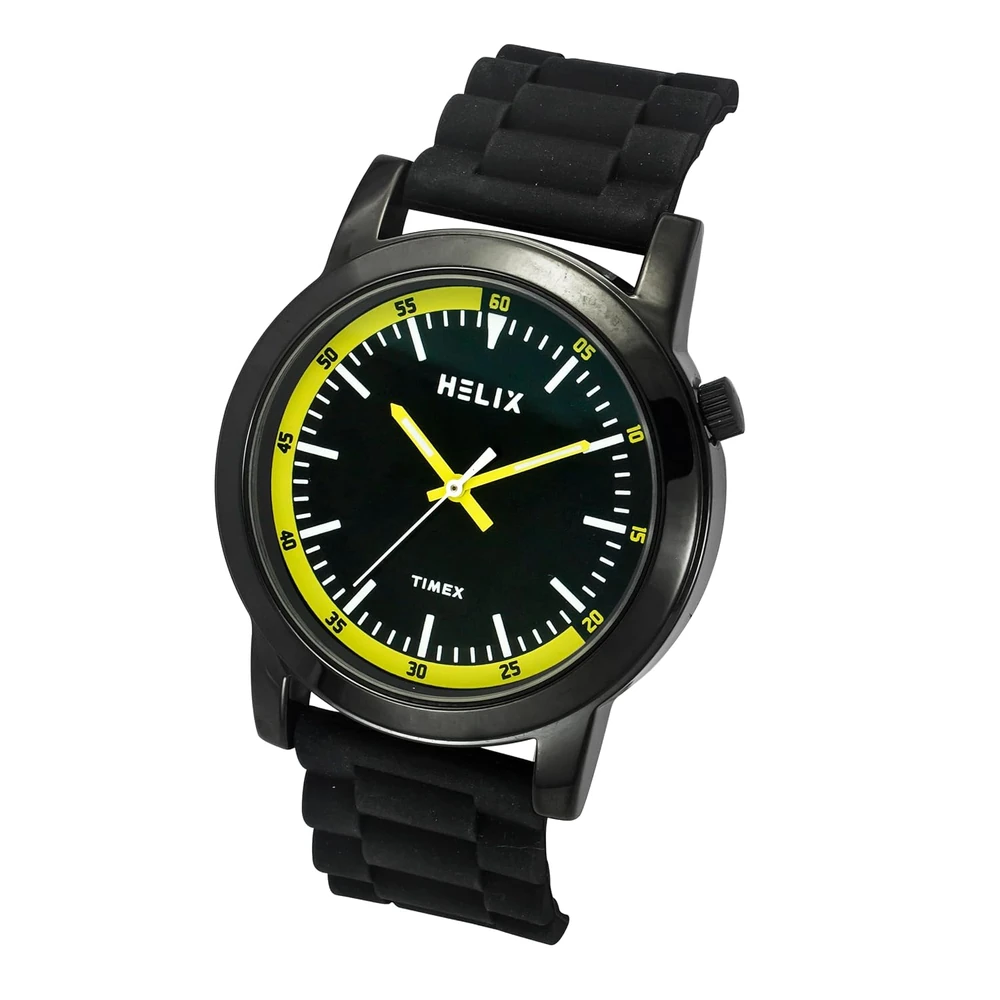 Helix by Timex Analog Watch for Man with Black Round Dial & Black Silicone Strap Band Water Resistant Men's Wrist Watches - TW058HG03 - Image 2