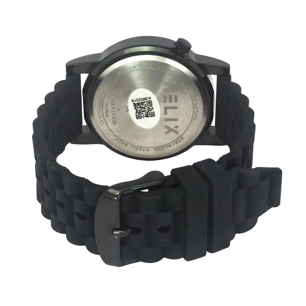 Helix by Timex Analog Watch for Man with Black Round Dial & Black Silicone Strap Band Water Resistant Men's Wrist Watches - TW058HG03 - Image 3