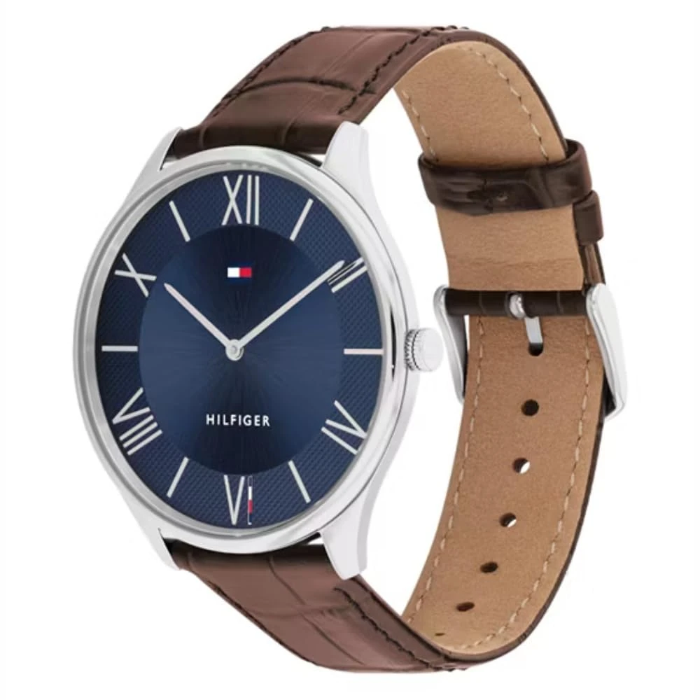 Tommy Hilfiger Becker Quartz Basic Slim Navy Dial Brown Leather Strap Analog Watch for Men - Image 2