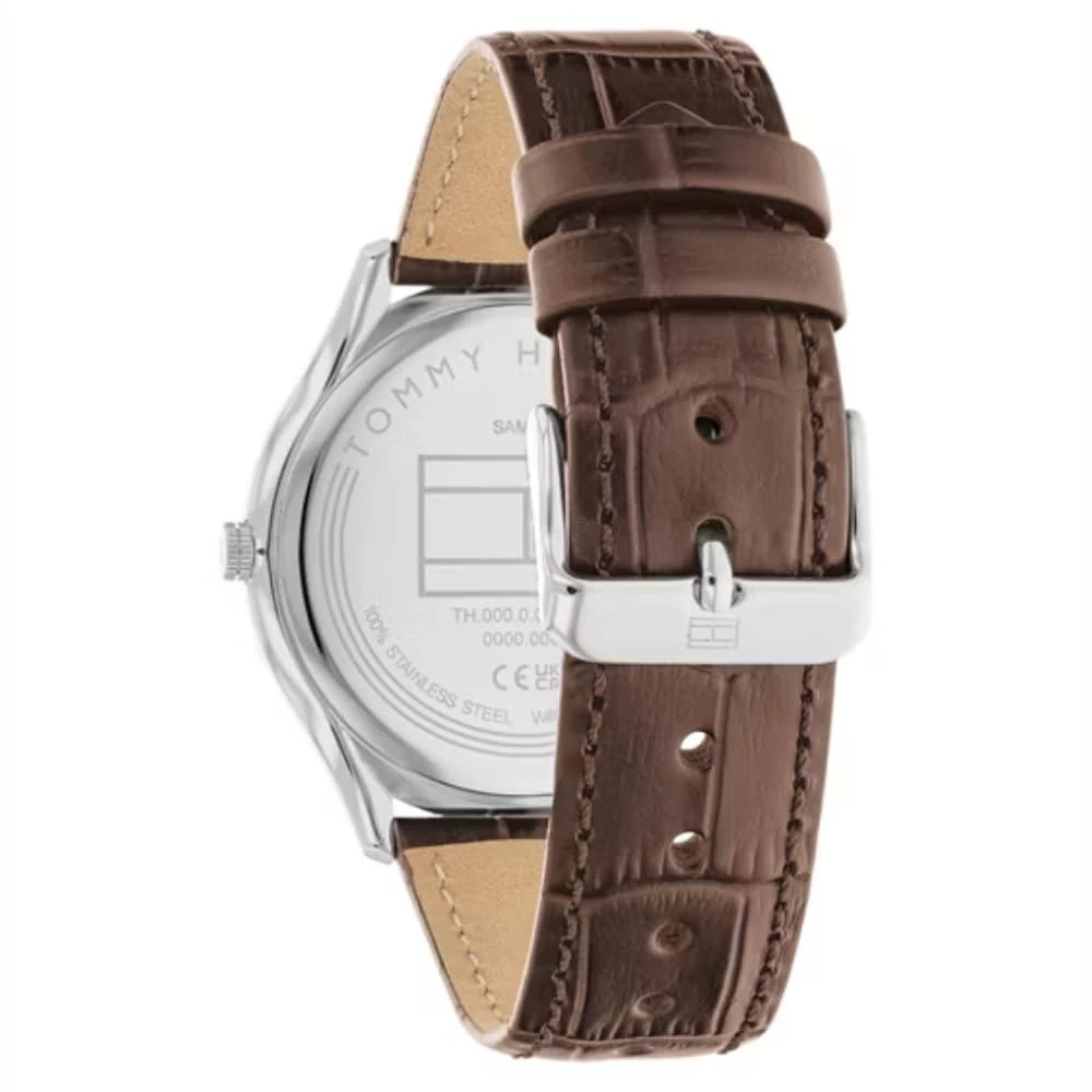 Tommy Hilfiger Becker Quartz Basic Slim Navy Dial Brown Leather Strap Analog Watch for Men - Image 3