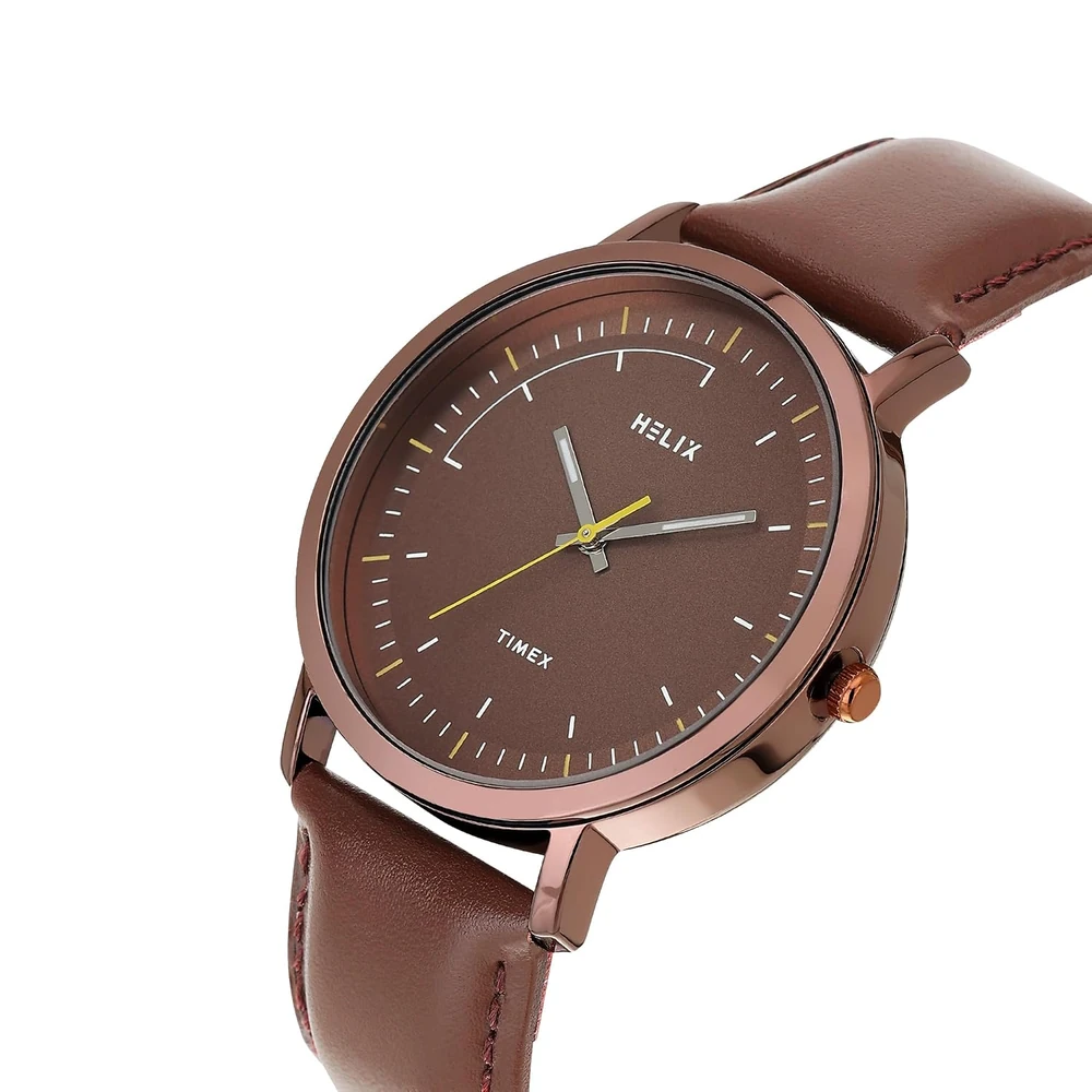 Helix Brown Round Dial Analog Men's Watch - TW053HG14T - Image 2