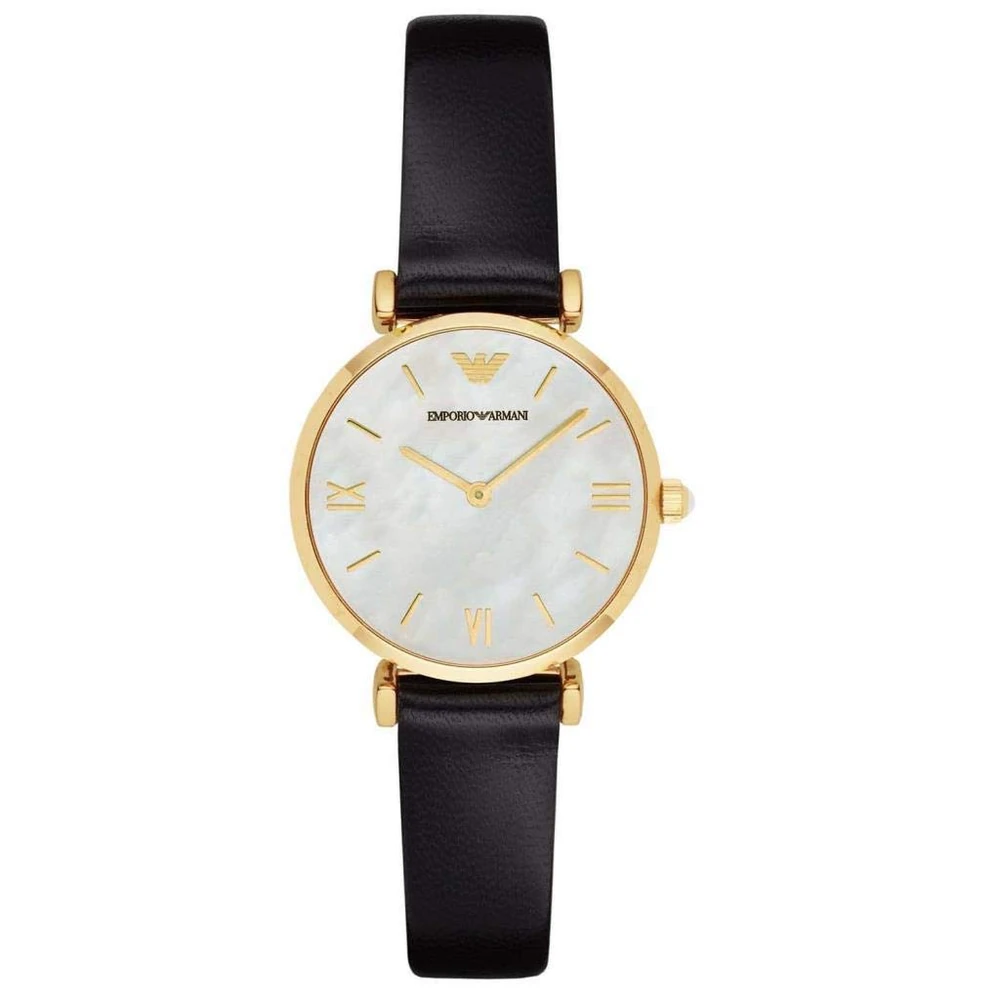 Emporio Armani Leather Gianni T-Bar Analog Off-White Dial Women's Watch-Ar1910, Band Color-Silver - Image 2