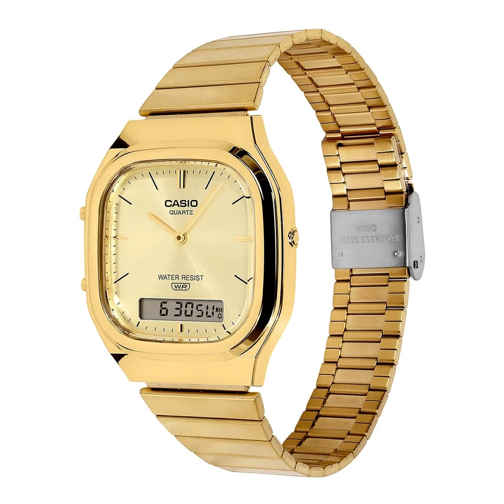 Casio Vintage AQ-240EG-9ADF Analog-Digital Gold Dial Unisex (D421) - Image 2