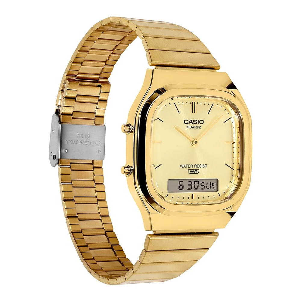 Casio Vintage AQ-240EG-9ADF Analog-Digital Gold Dial Unisex (D421) - Image 3