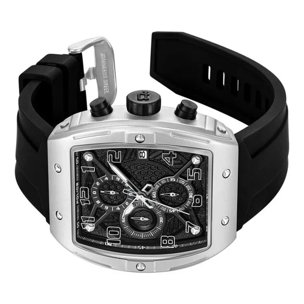 Police Black Dial Chronograph Silicone Strap Watch for Men - Image 3