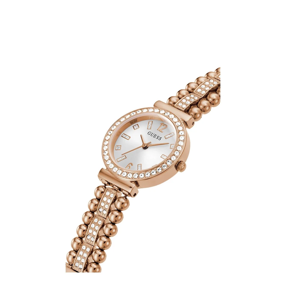 GUESS Gala Analog Watch for Women with White Round Dial & Rose Gold Stainless Steel Bracelet Band Water Resistant Women's Wrist Watches - GW0401L3 - Image 3