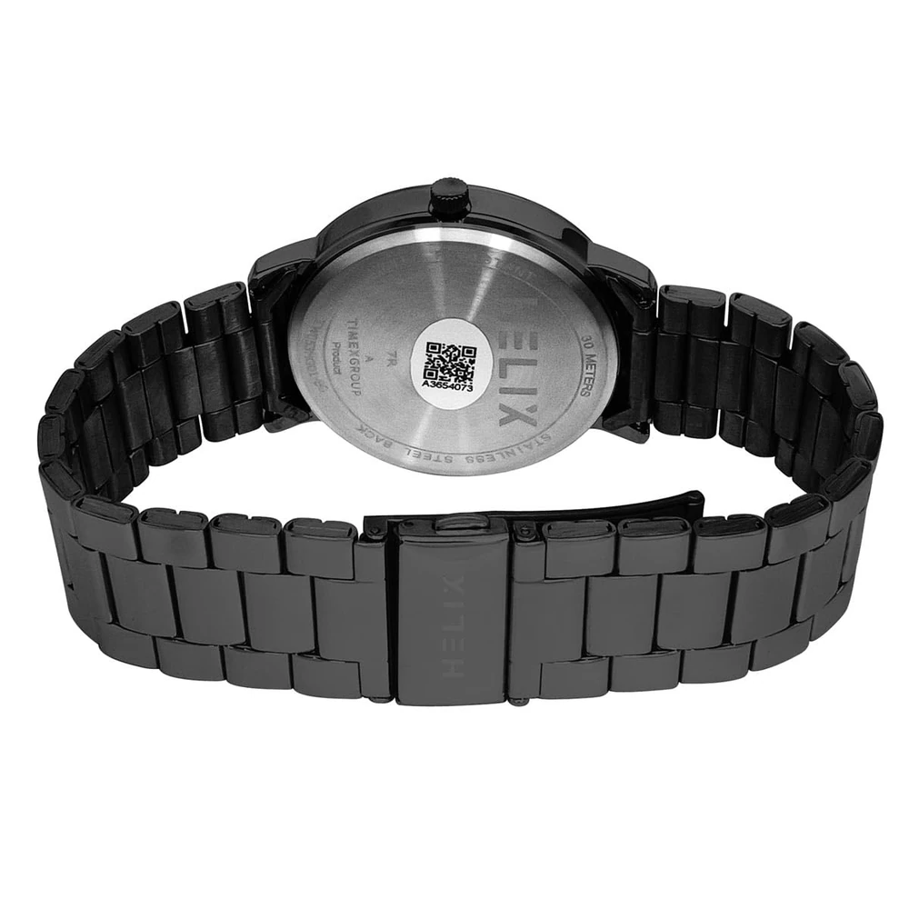 Helix by Timex Analog Watch for Man with Green Round Dial & Black Stainless Steel Bracelet Band Water Resistant Men's Wrist Watches - TW053HG05 - Image 3