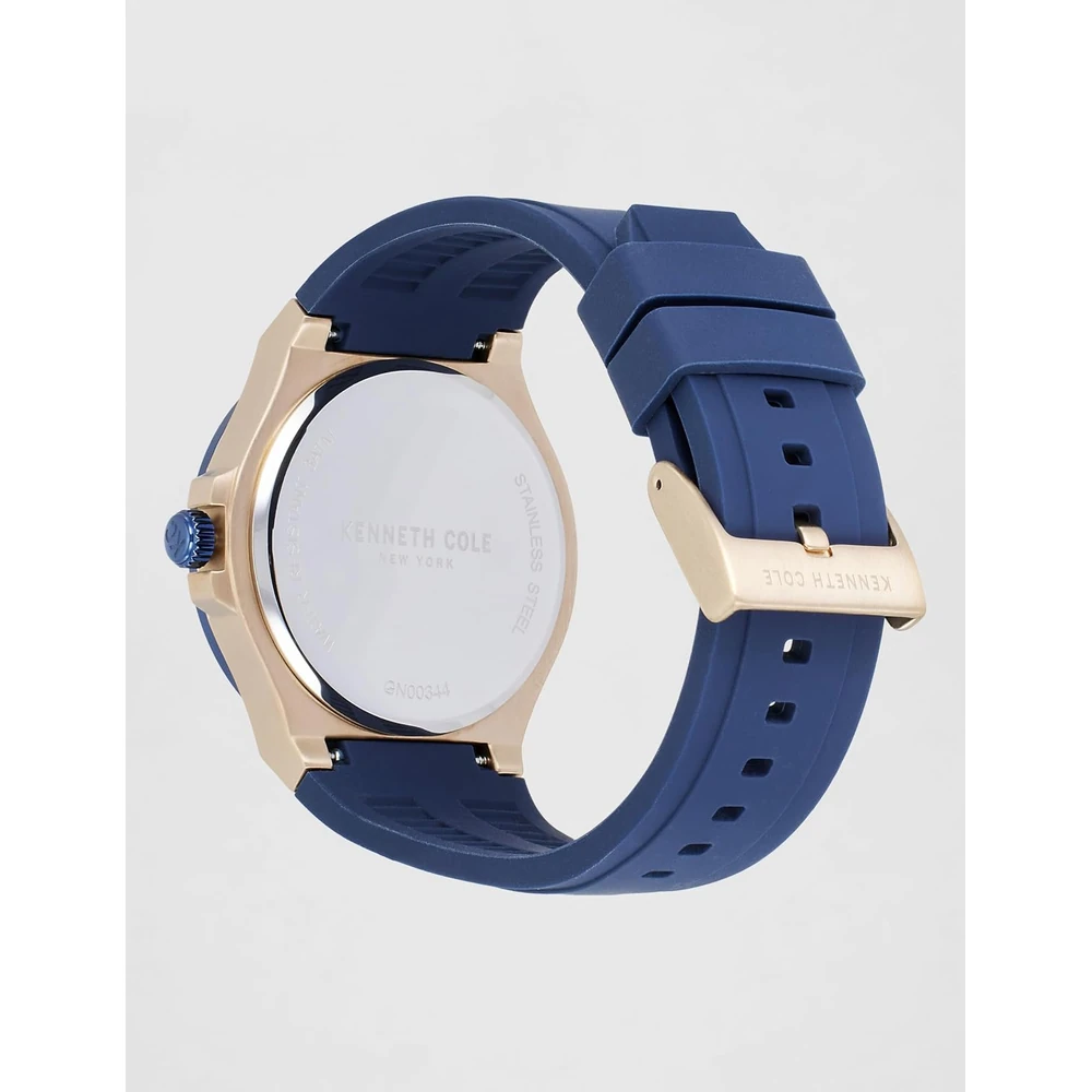 Kenneth Cole Quartz Analog with Date Blue Dial Blue Silicone Strap Watch for Men - KCWGN0034403MN - Image 3