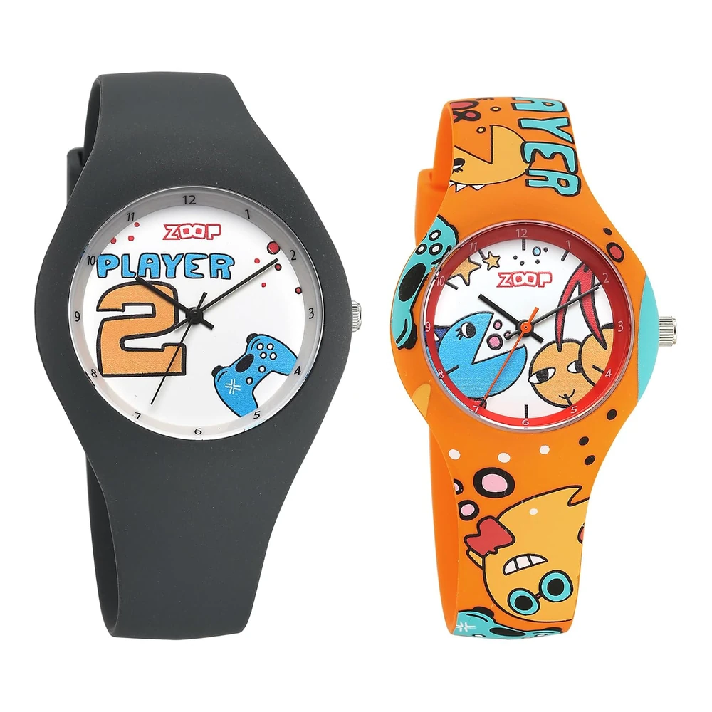 Zoop Parent & Child Analog Pair Watch with Multicoloured Dial & Orange Grey Strap for Boys Girls Kids, from House of Titan | Water Resistant Watch - 2603116041PP01W - Image 2