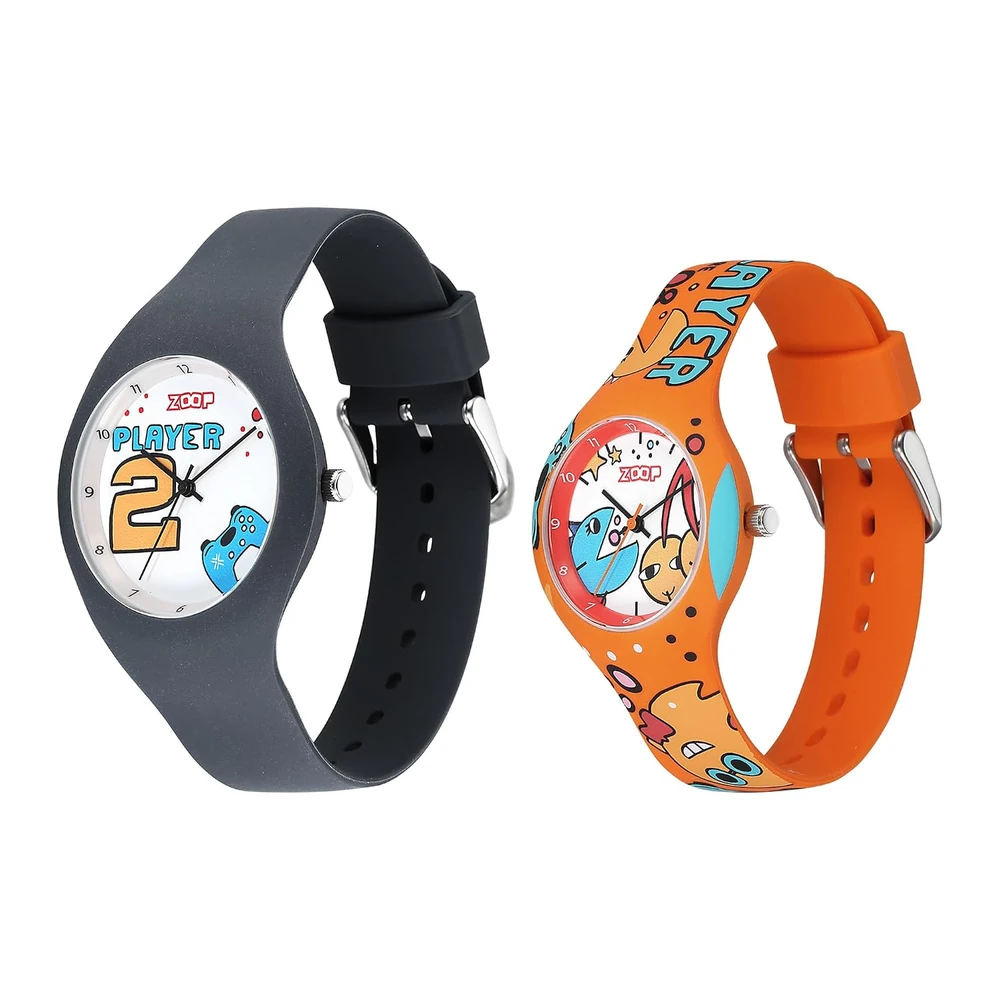 Zoop Parent & Child Analog Pair Watch with Multicoloured Dial & Orange Grey Strap for Boys Girls Kids, from House of Titan | Water Resistant Watch - 2603116041PP01W - Image 3