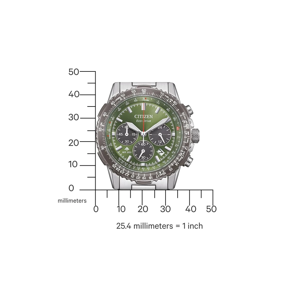 Citizen CA4664-60W Chronograph Eco-Drive Men's Watch – Gold-Tone Stainless Steel Case & Band,Sapphire Crystal, Green Dial - Image 2