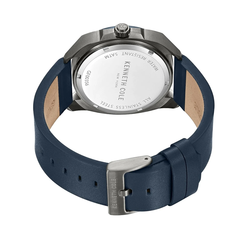 Kenneth Cole Quartz Multifunction Blue Dial Blue Leather Strap Watch for Men - KCWGF0035601MN - Image 3
