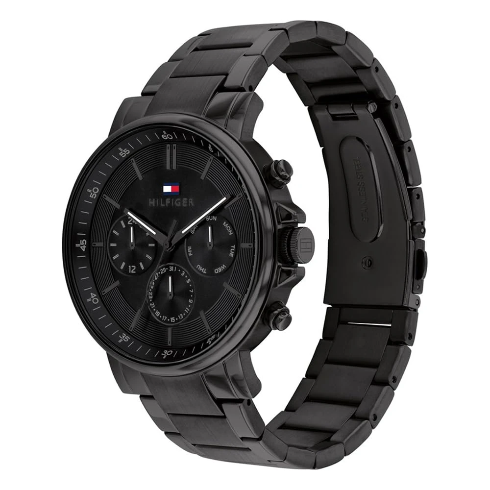 Tommy Hilfiger Quartz Multifunction Black Stainless Steel Strap for Men-TH1710590 - Image 2