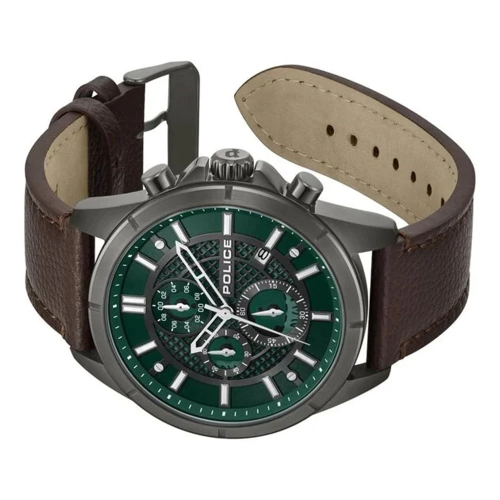 Police Green Dial Chronograph Leather Strap Watch for Men - Image 3