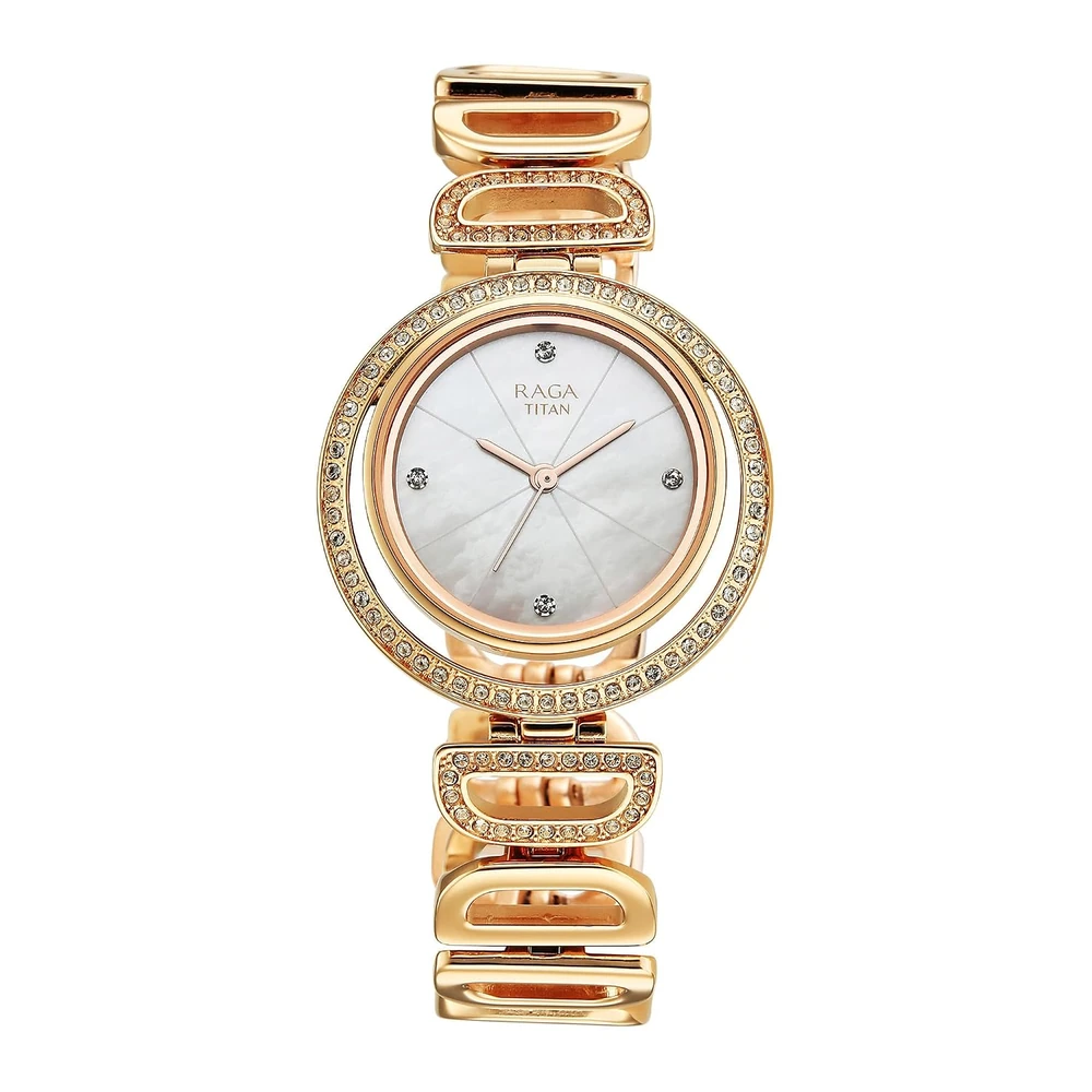 Titan Raga Glimmers Quartz White Round Dial Women's Analog Watch - 95329WM01F