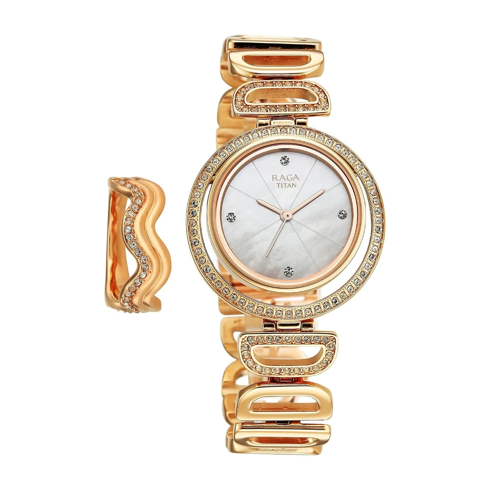 Titan Raga Glimmers Quartz White Round Dial Women's Analog Watch - 95329WM01F - Image 2