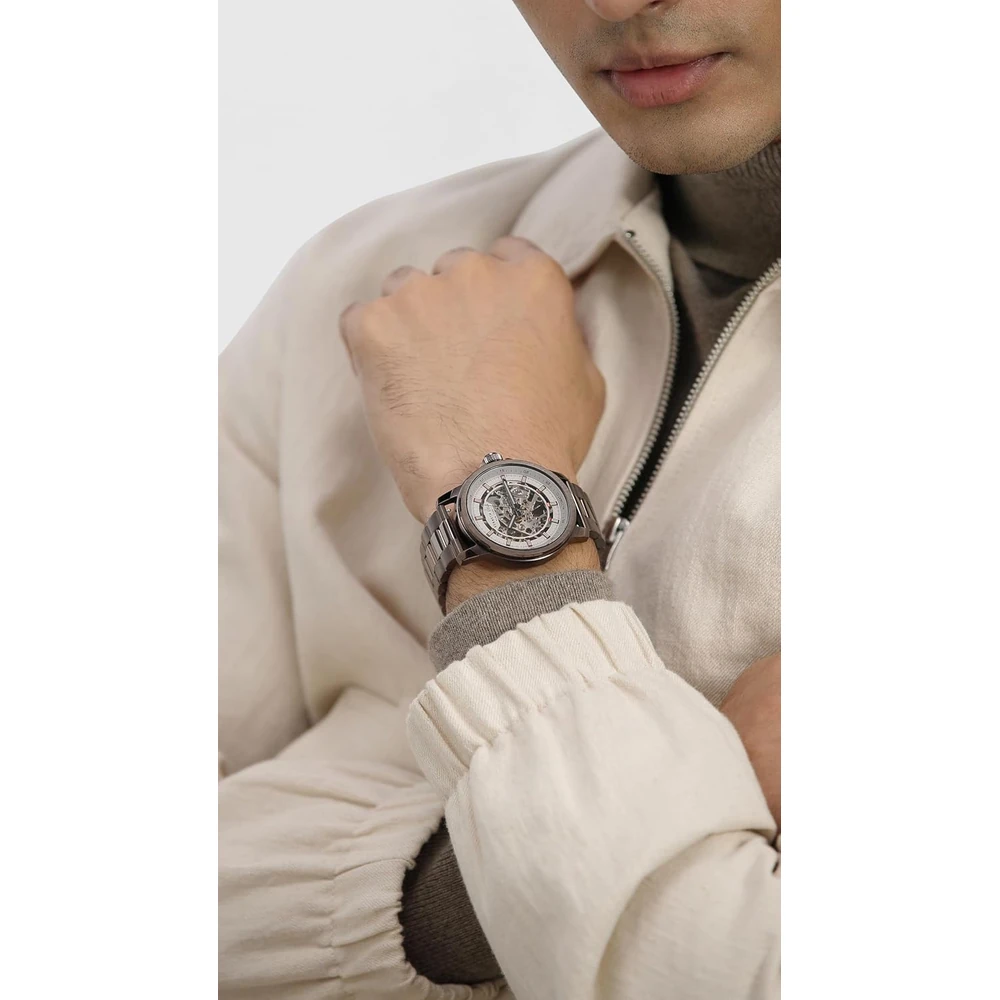 KENNETH COLE Automatic Silver Dial Leather Strap Watch for Men-NEKCWGL2104102MN - Image 2