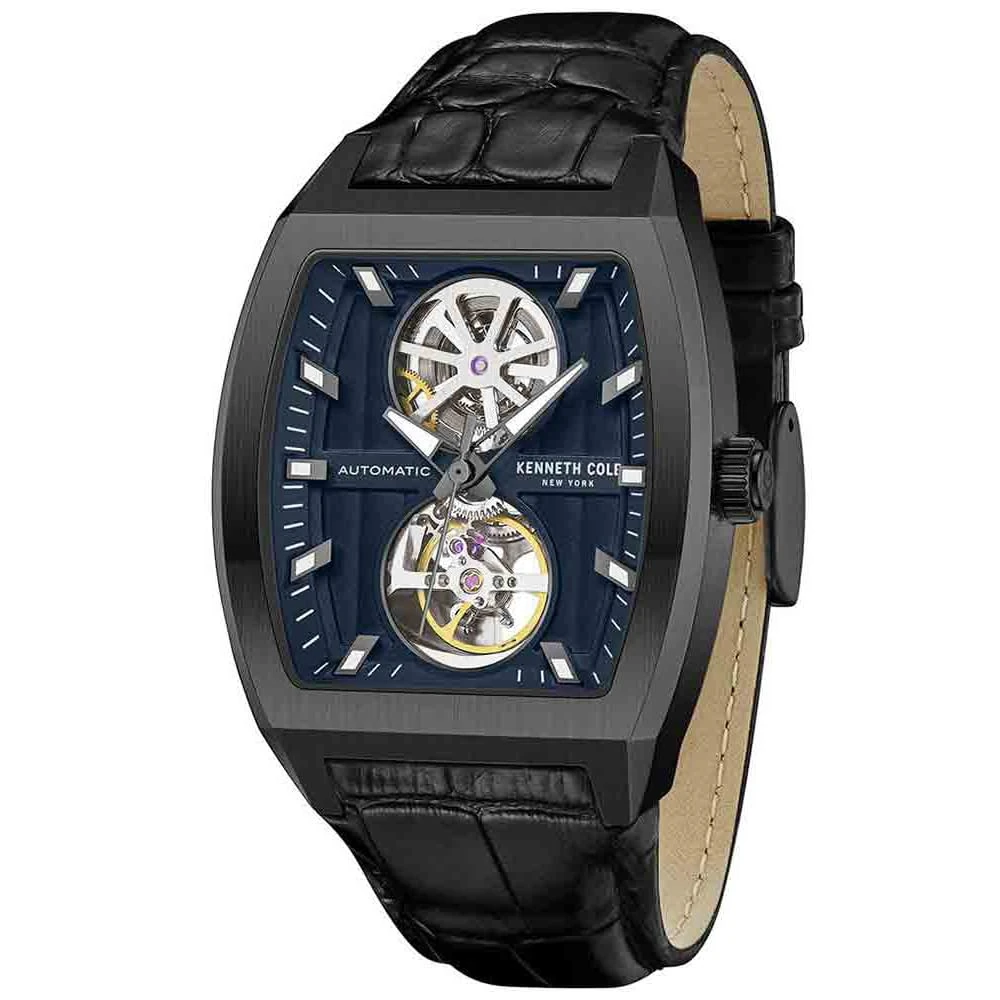 Kenneth Cole Blue Dial Automatic Leather Strap Watch for Men - Image 2