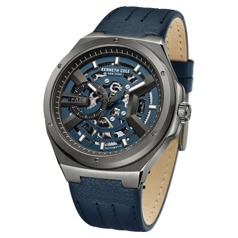 Kenneth Cole Automatic Blue Dial Blue Leather Strap Watch for Men - KCWGX0064402MN - Image 2