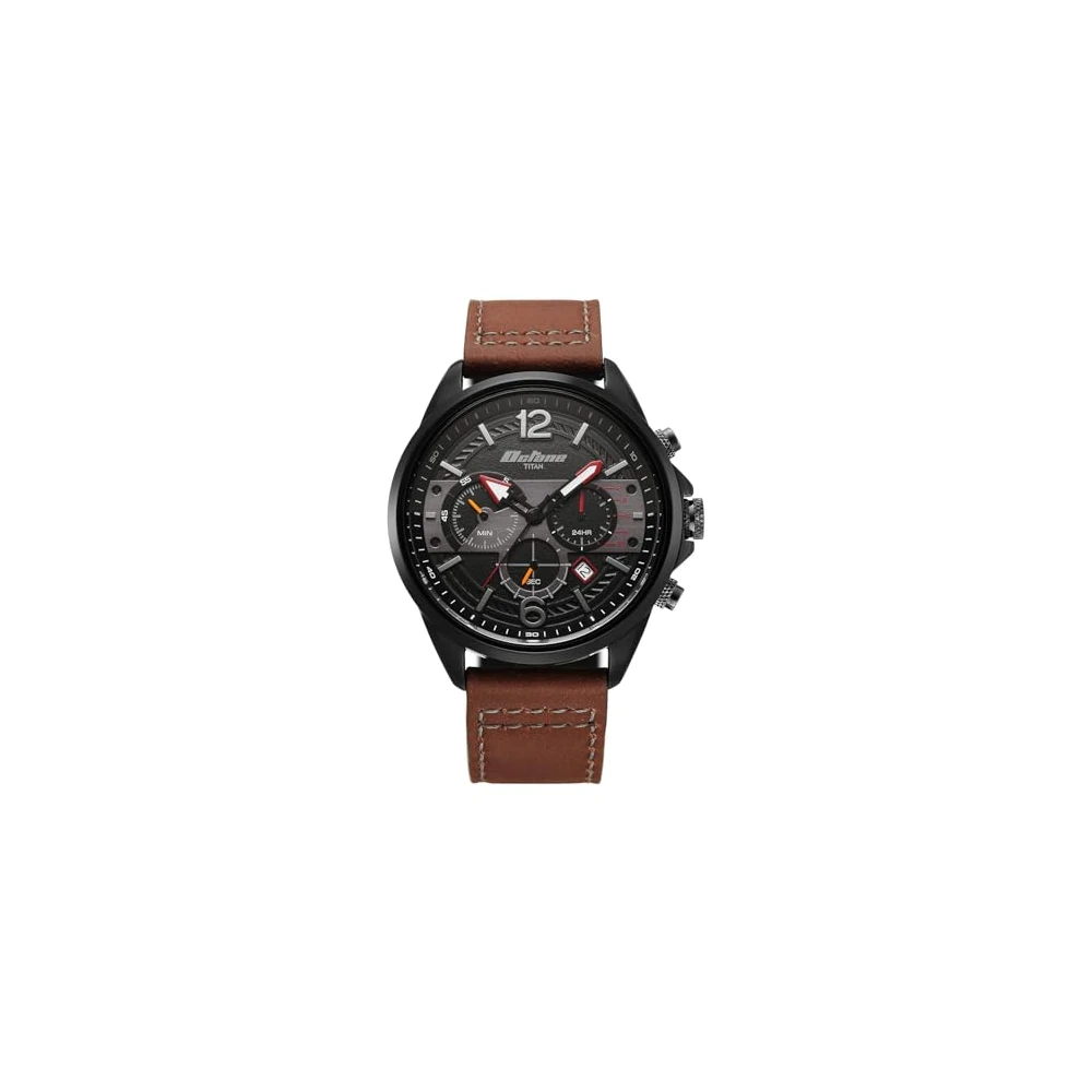 Titan Octane Cred Analog with Black Dial Brown Leather Strap Watch for Men - 90238KL03 - Image 2