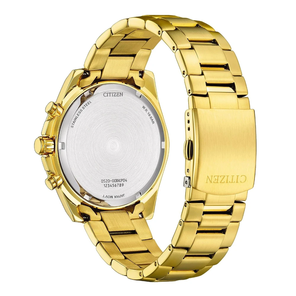 Citizen AN8232-53A Quartz Chronograph Men's Watch – Silver-Tone Dial, Gold-Tone Stainless Steel Bracelet, 100M Water Resistant - Image 3