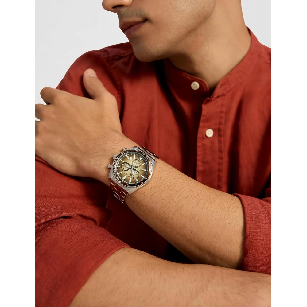 ALBA AX7009X1 Golden Beige Dial Chronograph Watch, Men's Sporty Timepiece - Image 2