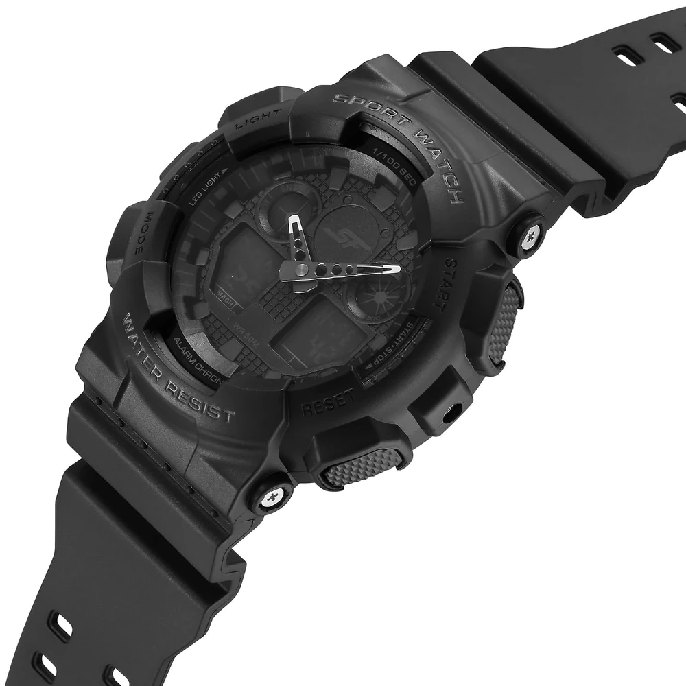 SF Vigour Quartz Digital Analog Digital Black Dial with Black Color Plastic Strap Watch for Unisex - Image 2