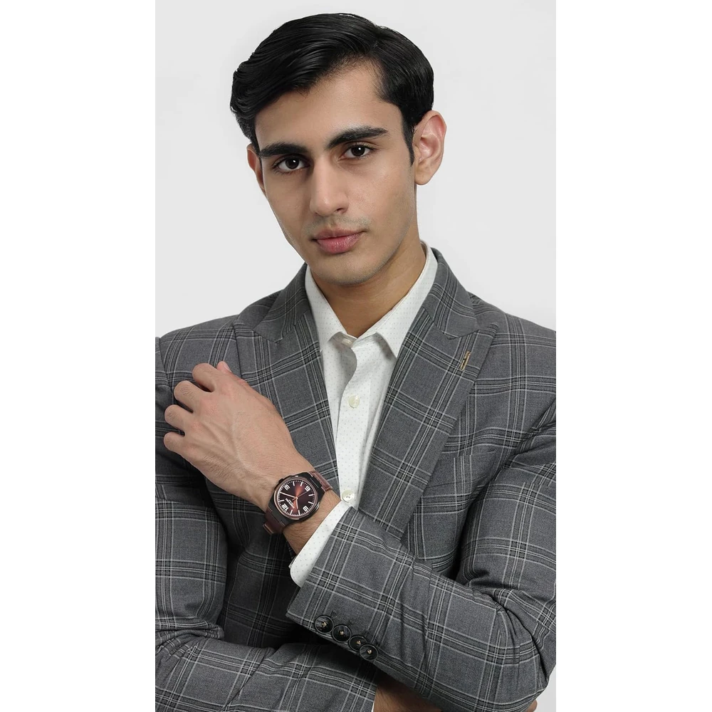 Kenneth Cole Classic Quartz Analog Brown Dial Brown Leather Strap Watch for Men - KCWGA0015203MN - Image 2