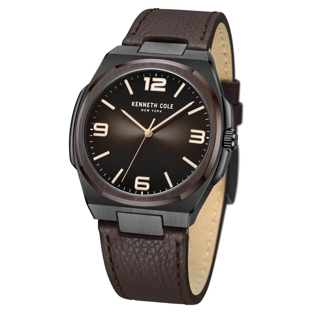 Kenneth Cole Classic Quartz Analog Brown Dial Brown Leather Strap Watch for Men - KCWGA0015203MN - Image 3