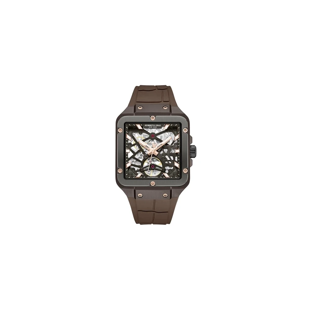 Kenneth Cole Automatic Drop 2 Automatic Analog with Brown Dial Brown Silicone Strap Watch for Men - KCWGZ0065402MN - Image 2