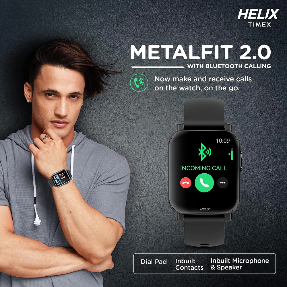 Helix METALFIT 2.0 smartwatch with Bluetooth Calling, 1.5" HD IPS Full-Touch Display, SPO2, Body Temperature & BP Measurement, 20 Sports Modes and Unlimited Watch Faces - Image 2