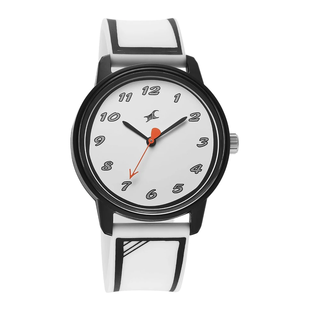 Fastrack Tees Zine with Black Dial White Silicon Strap Watch for Unisex - 38145PP08W - Image 2