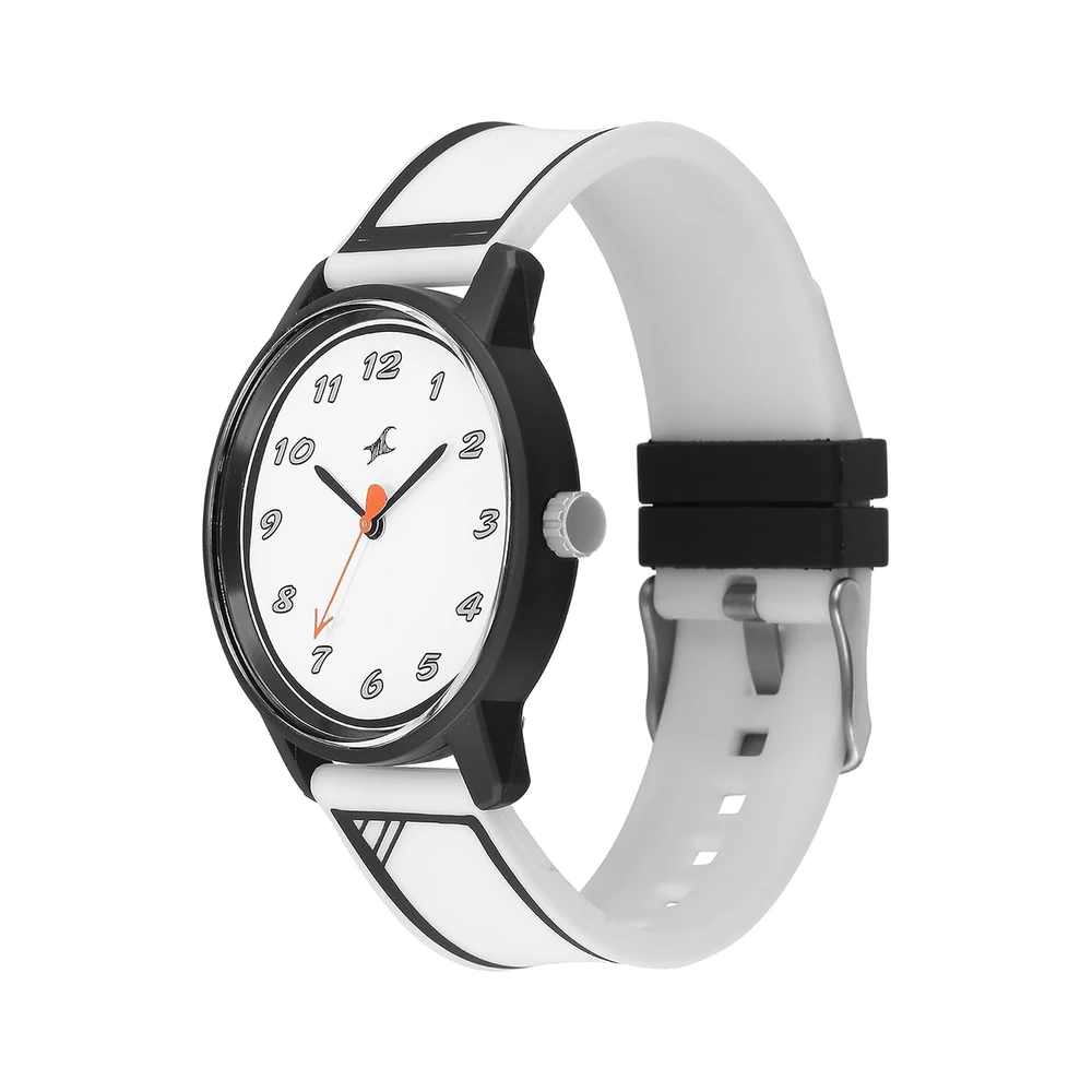 Fastrack Tees Zine with Black Dial White Silicon Strap Watch for Unisex - 38145PP08W - Image 3
