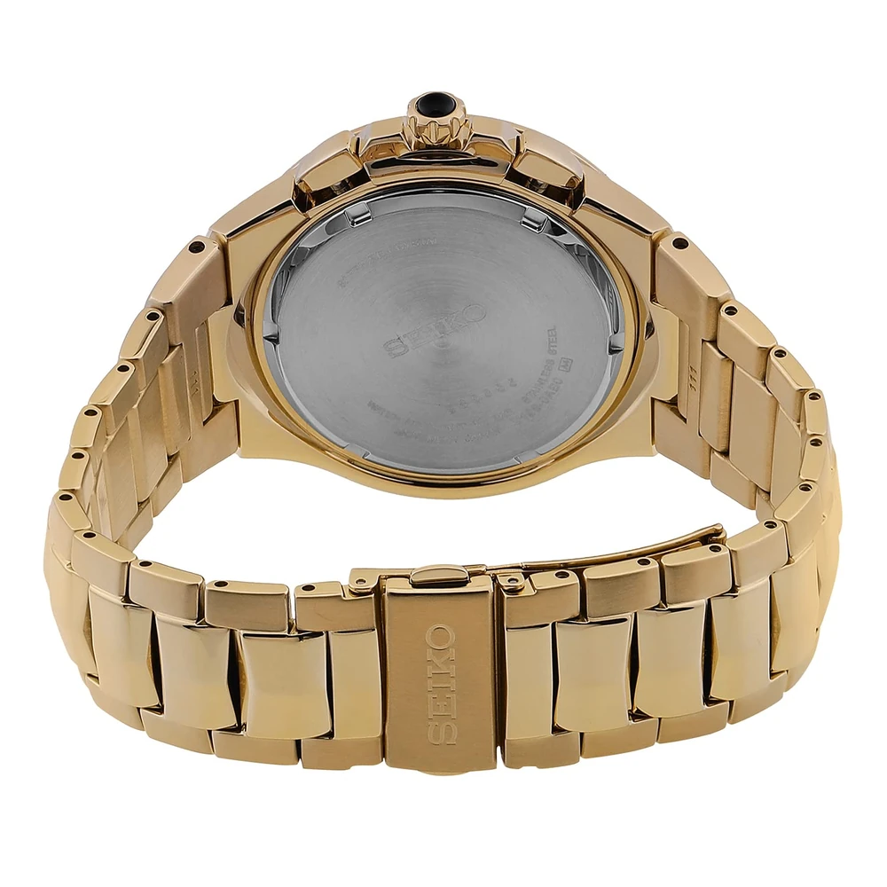 Seiko Analogue Men's Stainless Steel Watch (Black Dial Yellow Colored Strap) - Image 3