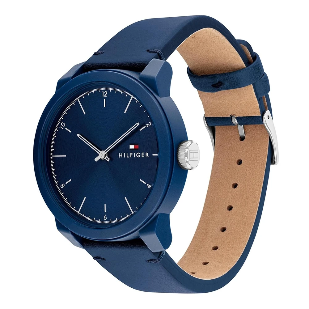 Tommy Hilfiger Quartz Navy Dial Leather Strap Watch for Men - Image 2