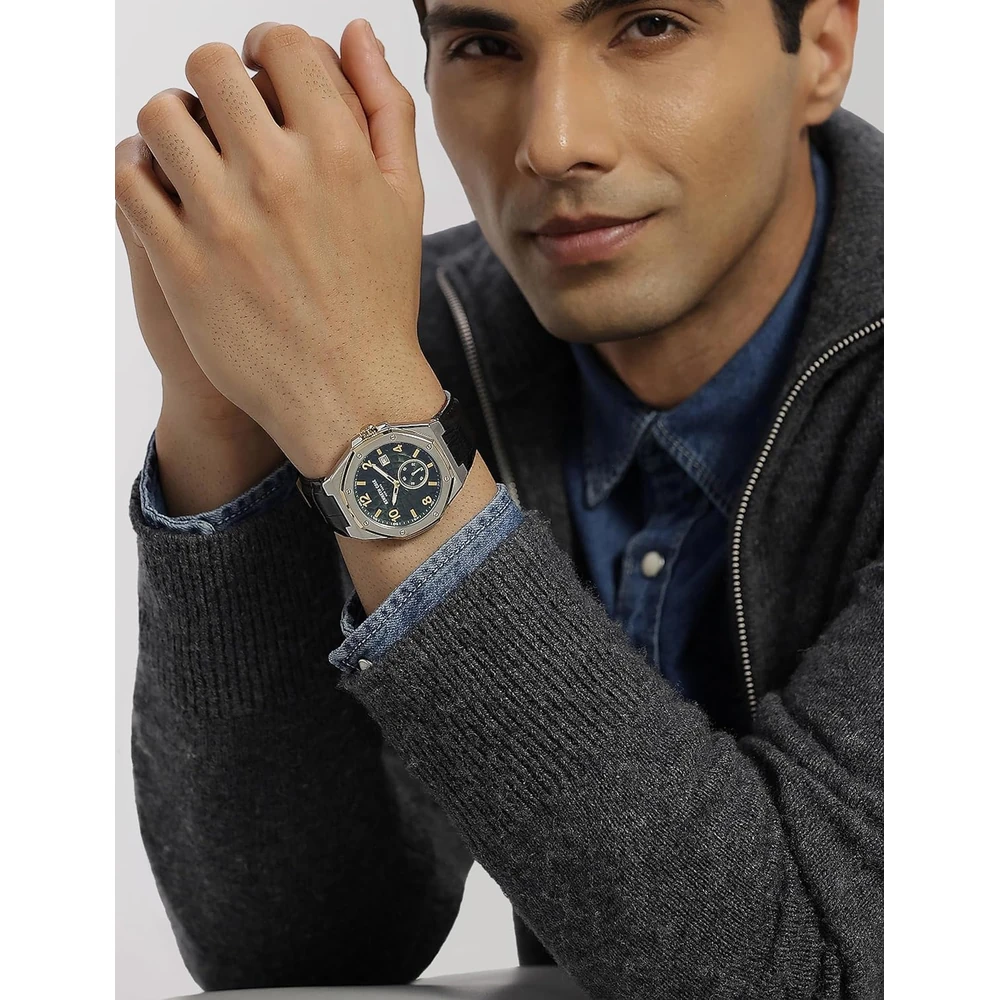 Kenneth Cole Green Dial Automatic Leather Strap Watch for Men - Image 2