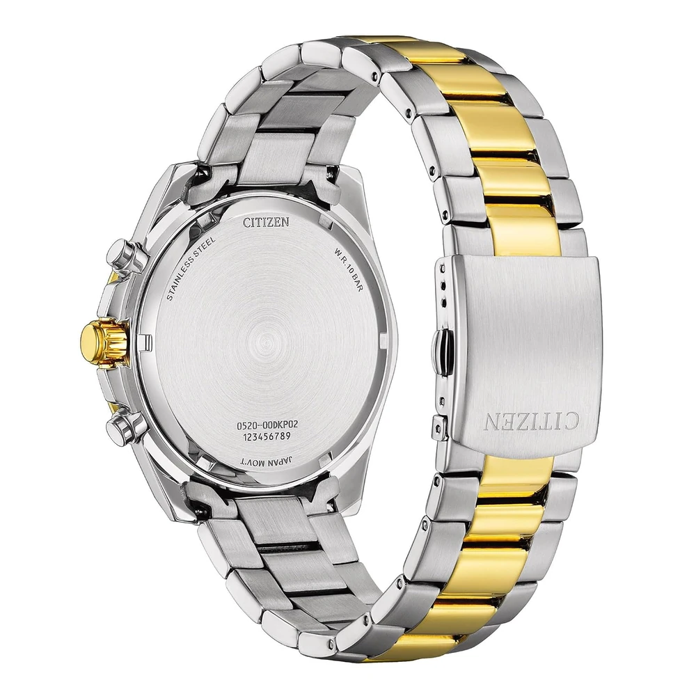 Citizen AN8234-58X Quartz Chronograph Men's Watch – Green Dial, Two-Tone Stainless Steel Bracelet, 100M Water Resistant - Image 3