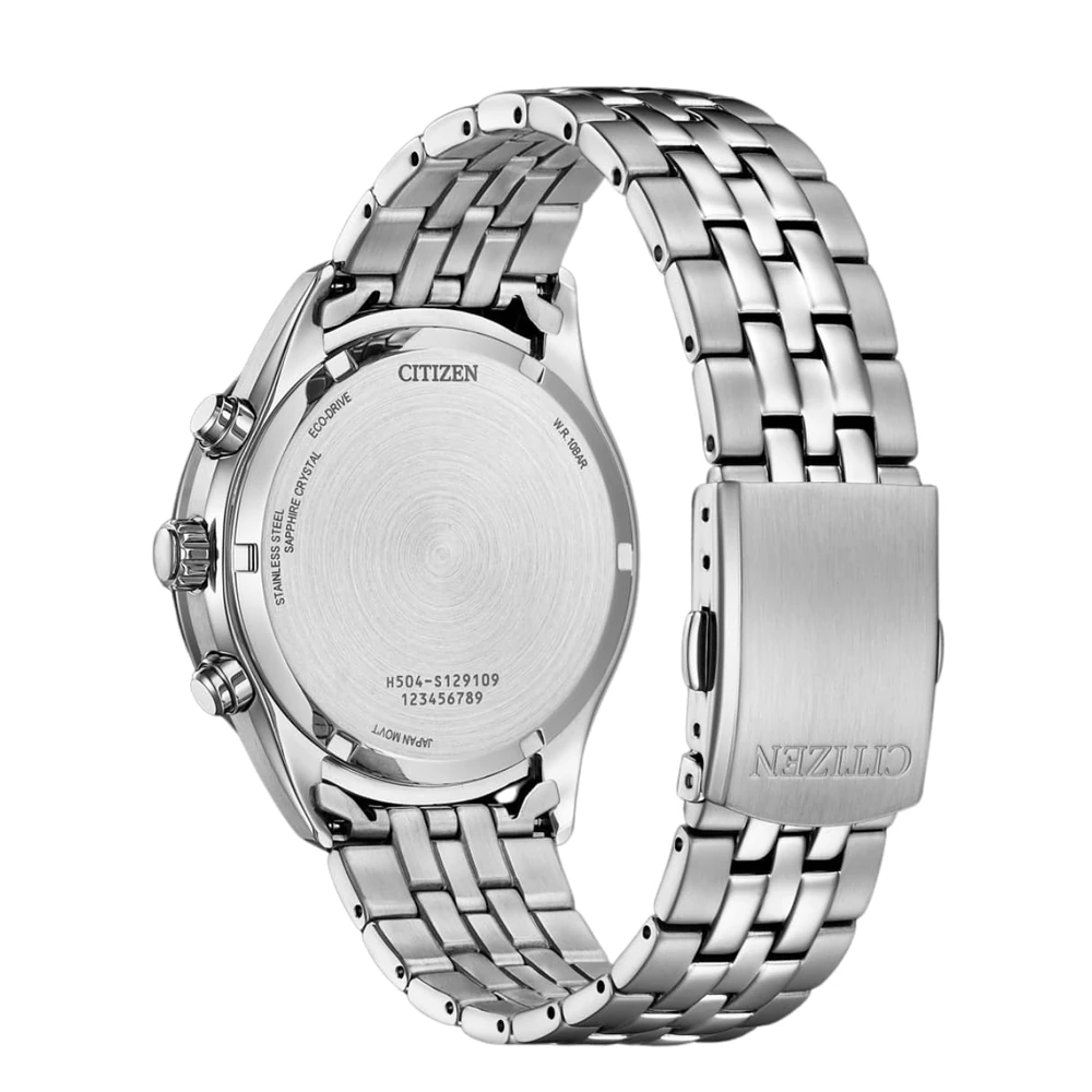 Citizen Mens Stainless Steel Blue dial Eco Drive Chronograph Watch-AT2570-56L - Image 2