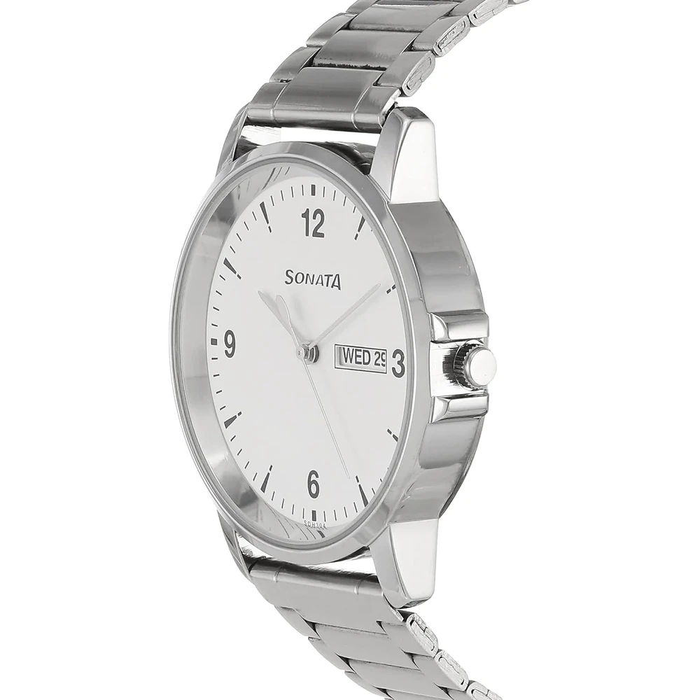 Sonata Essentials Analog White Dial Men's Watch-NL77083SM01/NP77083SM01 - Image 2