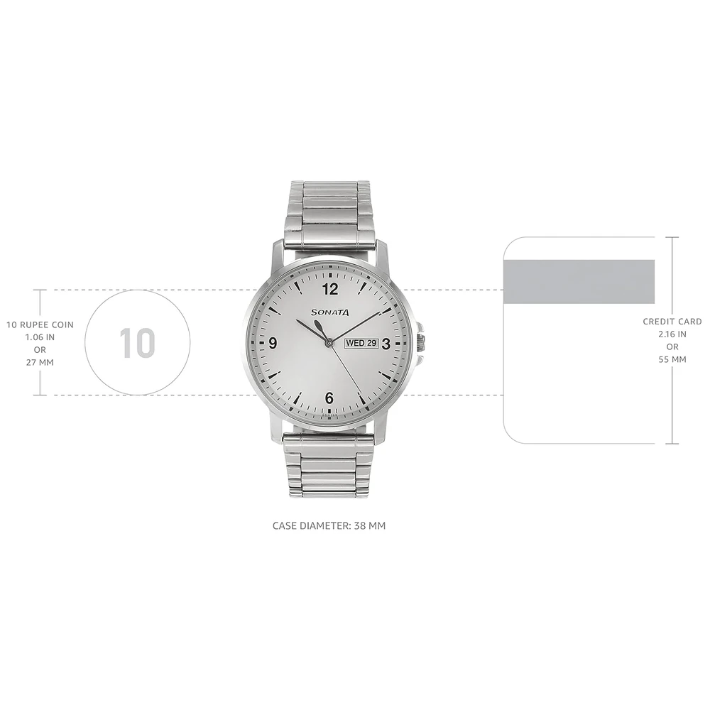 Sonata Essentials Analog White Dial Men's Watch-NL77083SM01/NP77083SM01 - Image 3