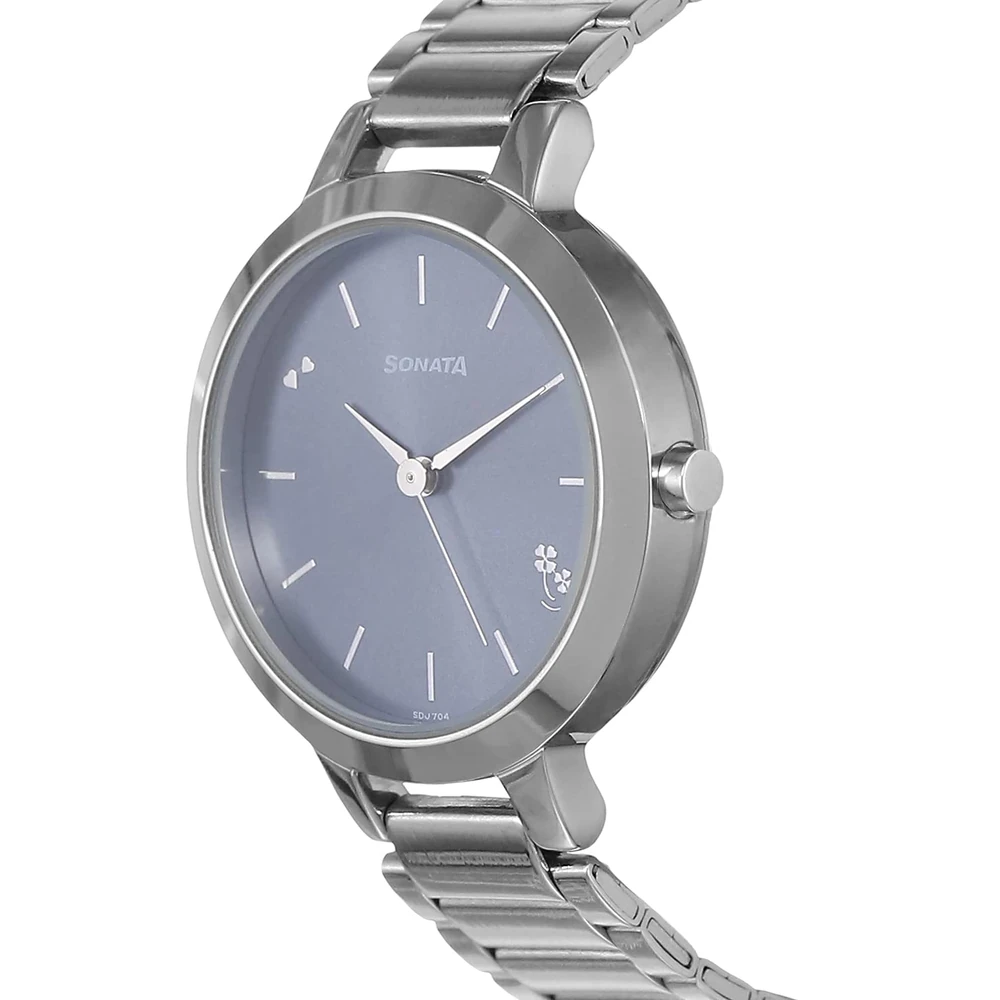 Sonata Play Quartz Analog Blue Dial Silver Stainless Steel Strap Watch for Women - NS8141SM07 - Image 2