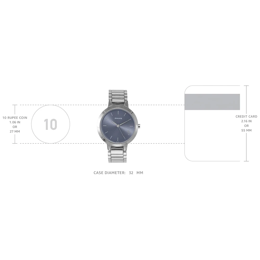 Sonata Play Quartz Analog Blue Dial Silver Stainless Steel Strap Watch for Women - NS8141SM07 - Image 3