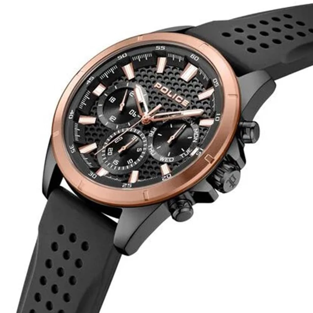 Police Quartz Black Round Dial Men's Analog Watch | Silicone Strap Material | Water Resistant Watch - PLPEWJQ2204110 - Image 2