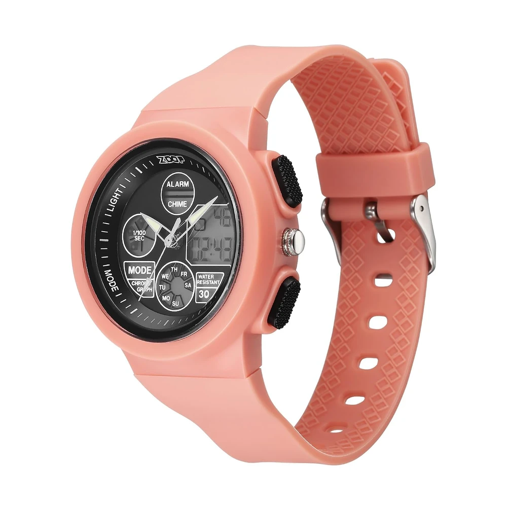 Zoop Analog Digital Watch with Black Dial & Pink Strap for Girls Kids, from House of Titan - 16040PP02W - Image 3