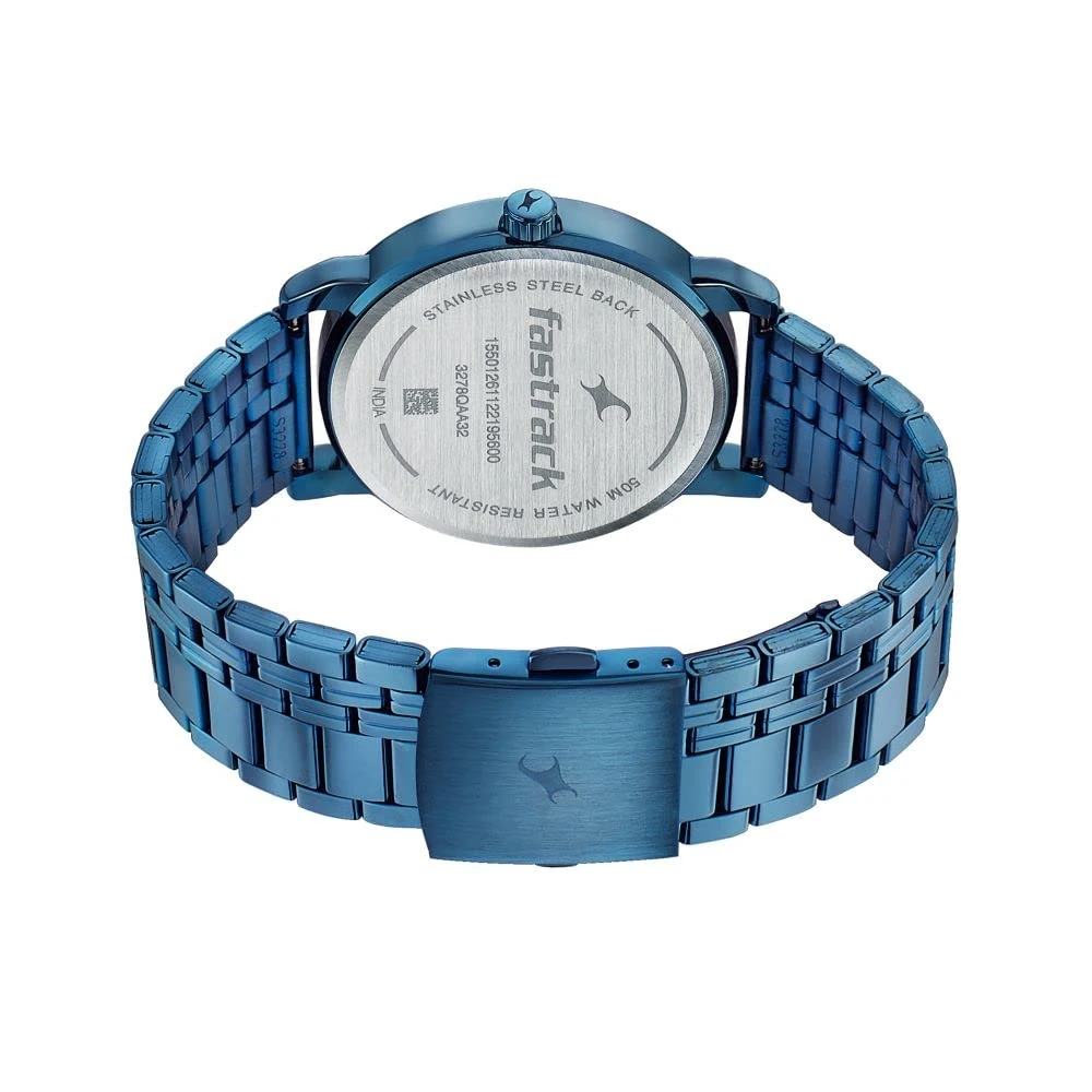 Fastrack Style Up Quartz Analog Blue Dial Blue Stainless Steel Strap Watch for Guys - 3278QM01 - Image 3