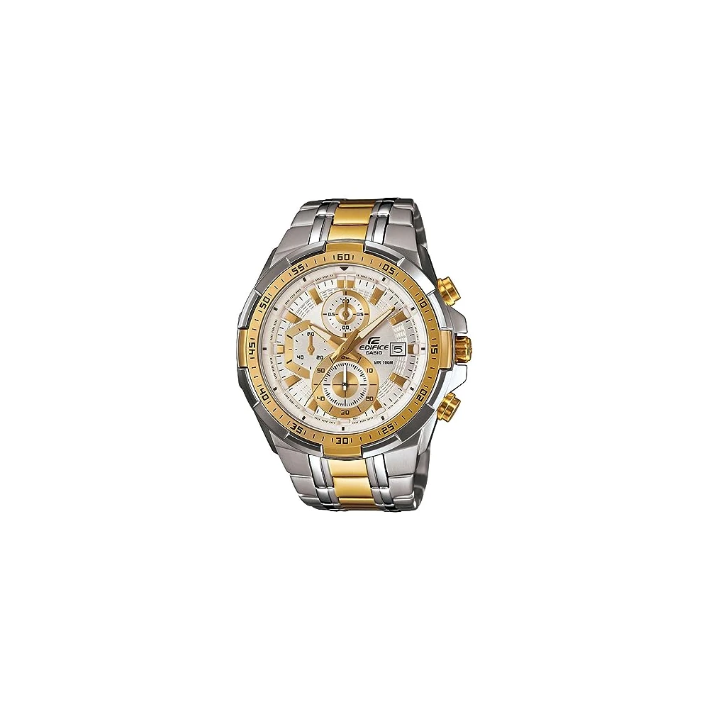 Casio EDifice EFR-539SG-7AVUDF White Analog Dial Dual Tone Stainless Steel Band Men's Watch Chronograph 100M Water Resistant EX189 - Image 2